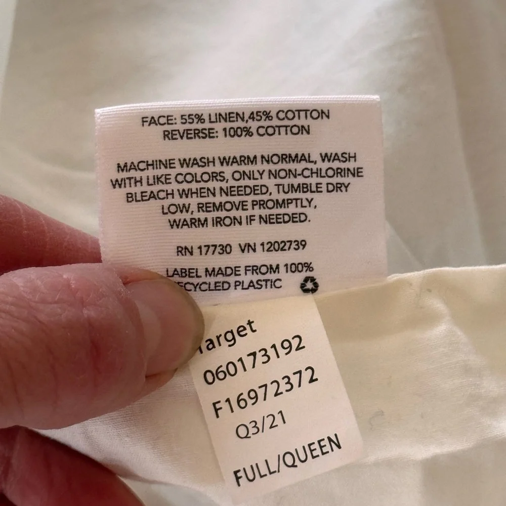 SINGLE Threshold cotton/ linen blend Gray & White Striped Sham Size Full/Queen